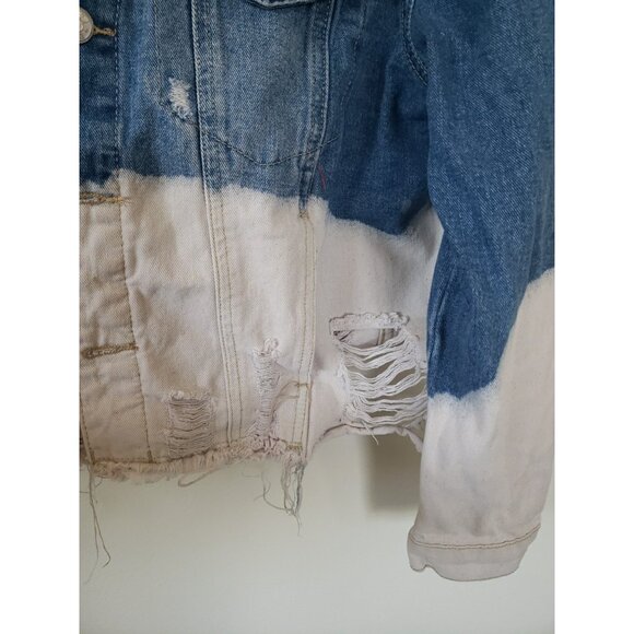 BBJ Los Angeles Womens Denim Trucker Jacket XL Bleached Distressed - Picture 3 of 9
